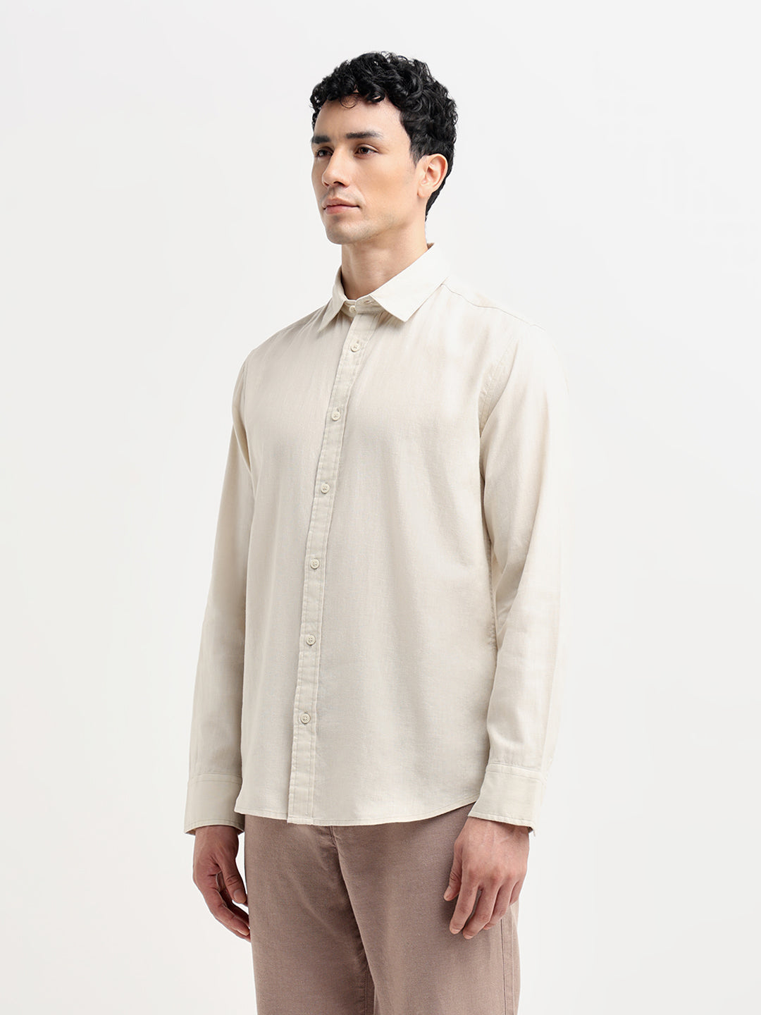 Beige Linen Blend Shirt