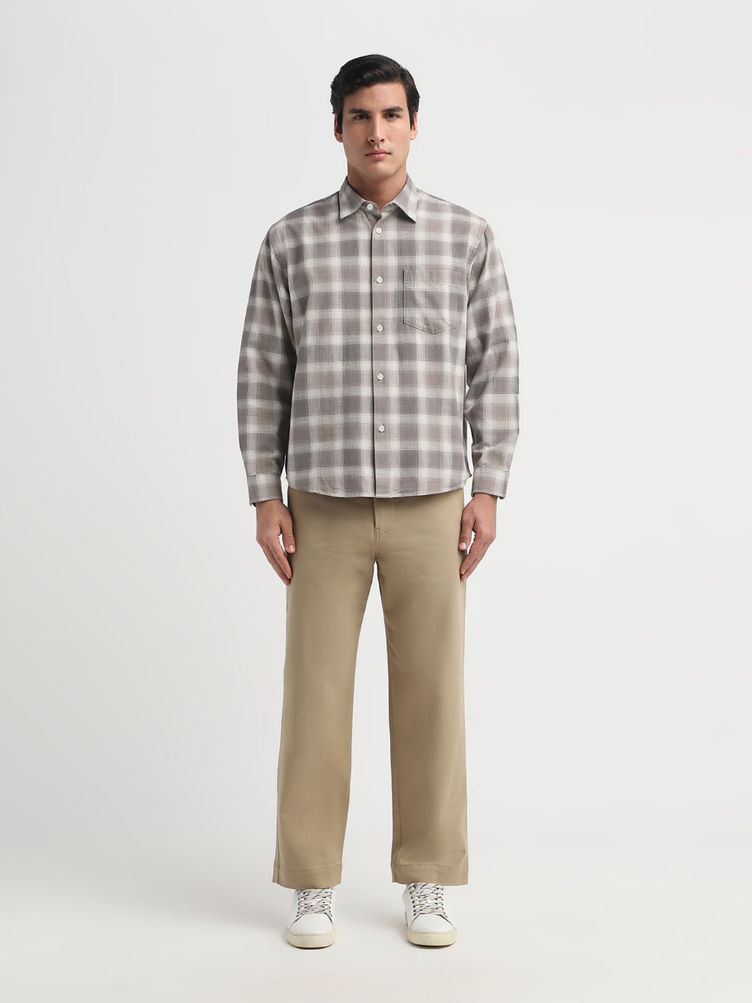 Spread Collar Check Shirt