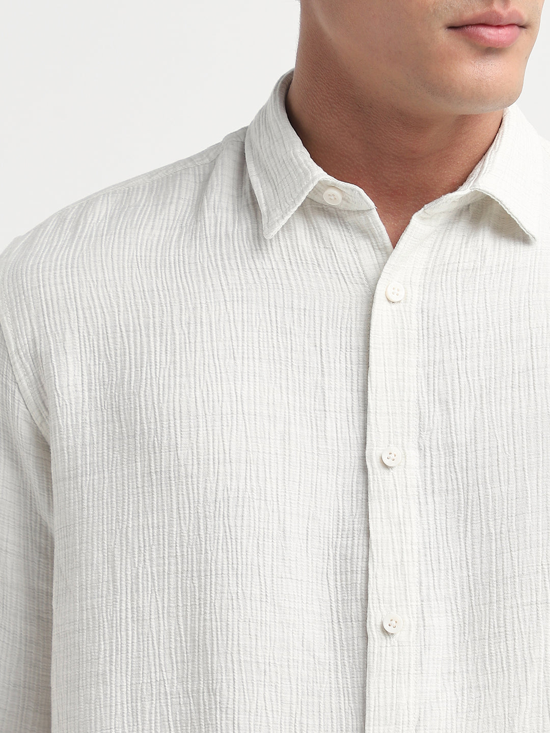 Regular Fit Full Sleeves Shirt - Bright White