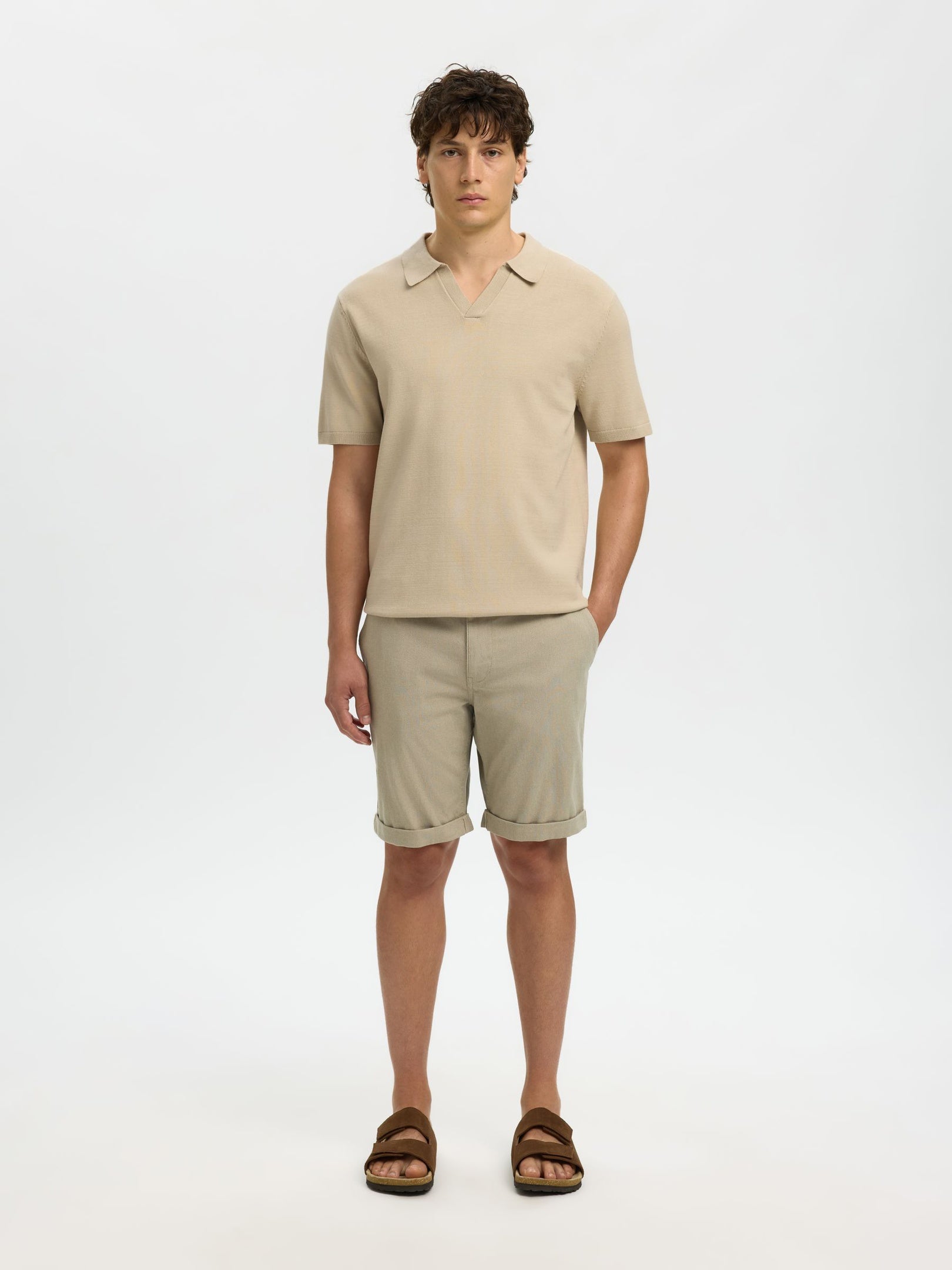 Beige Knitted Polo