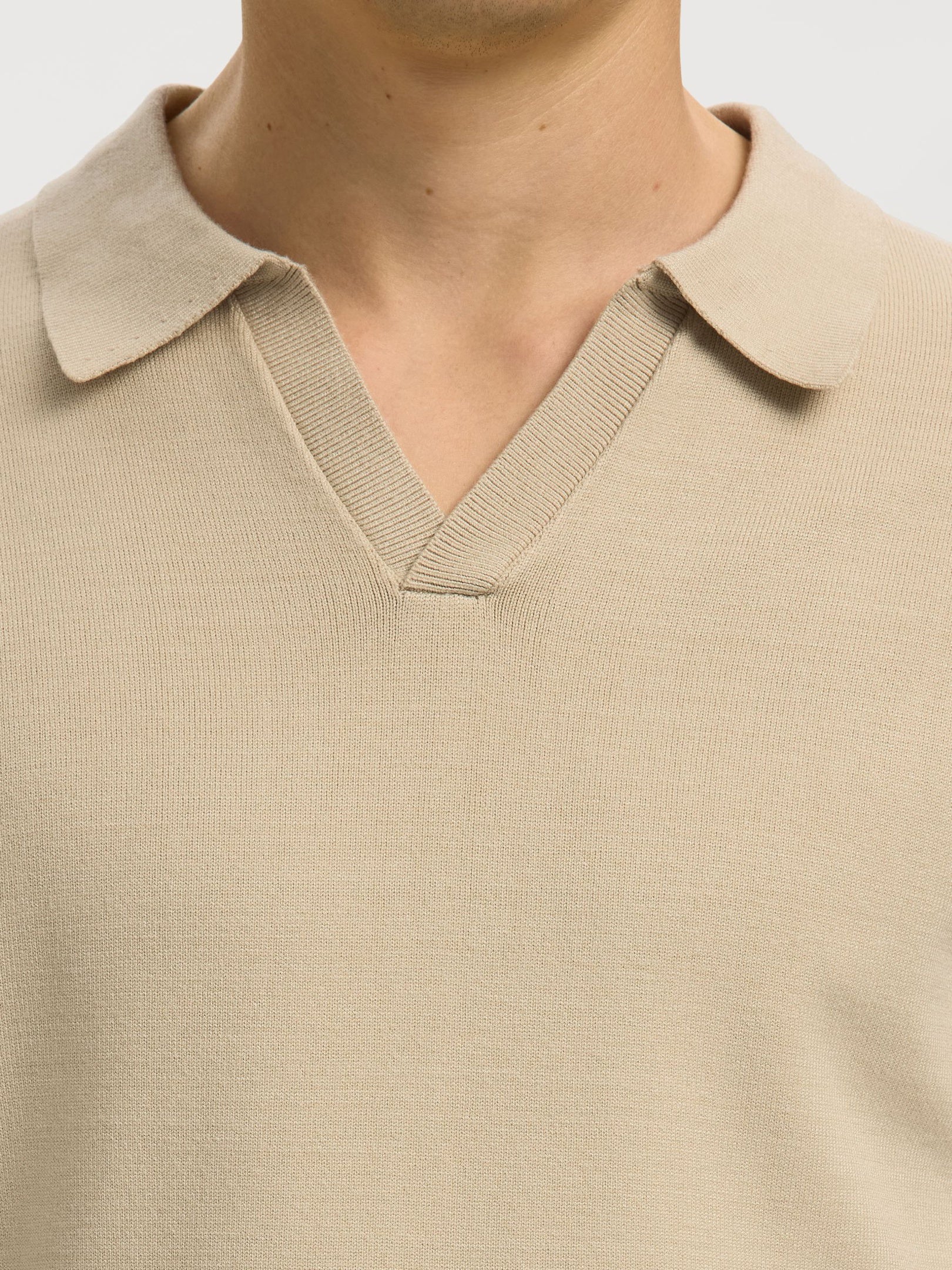 Beige Knitted Polo