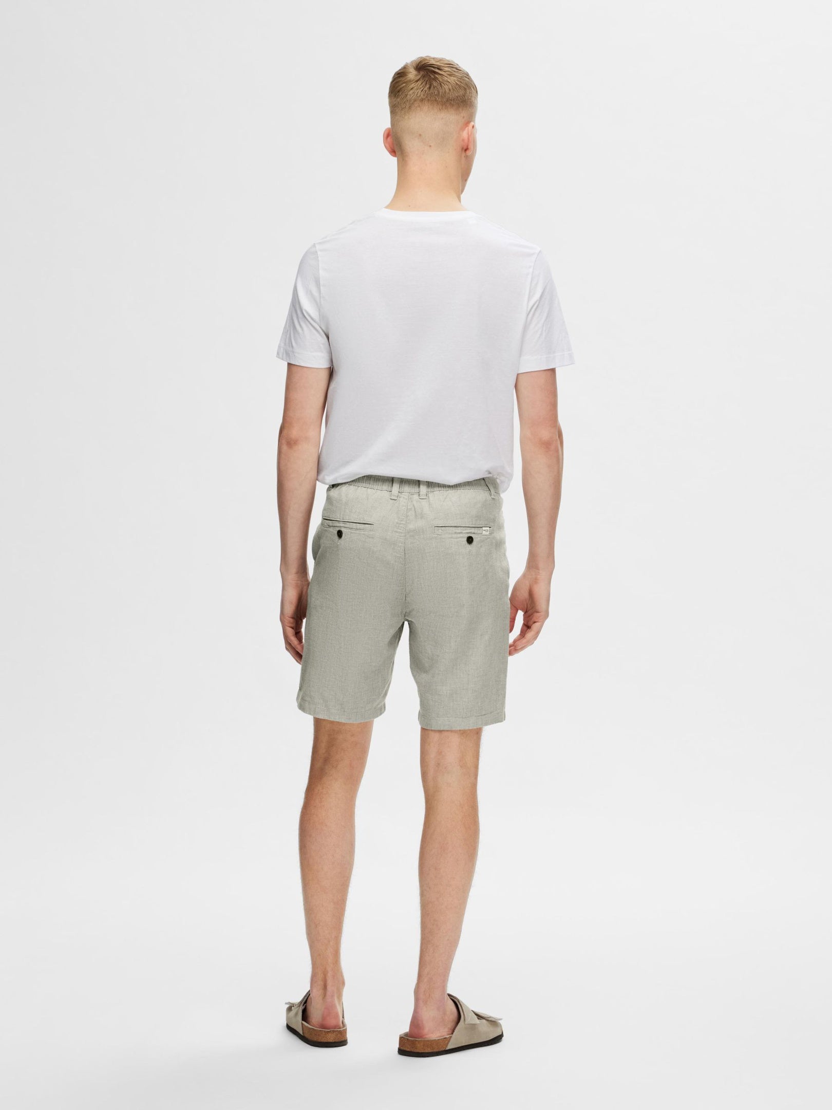 Mid Rise Linen Blend Shorts