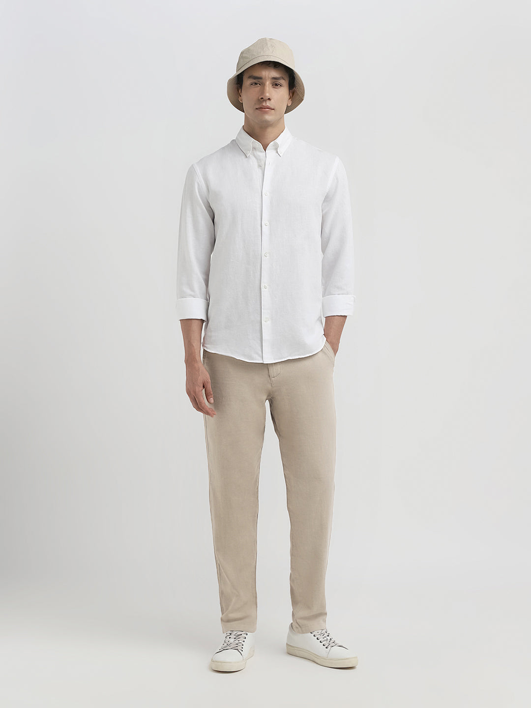Slim Tapered Linen Blend Pants