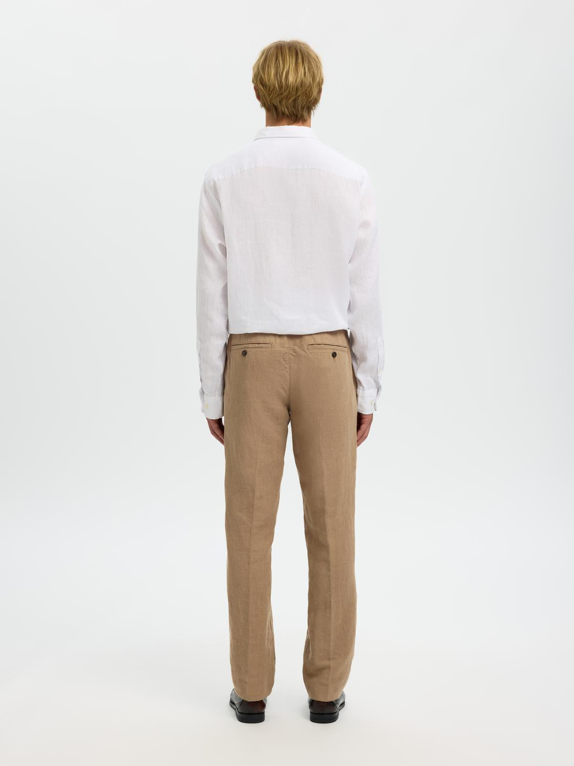 Brown Linen Straight Fit Pants