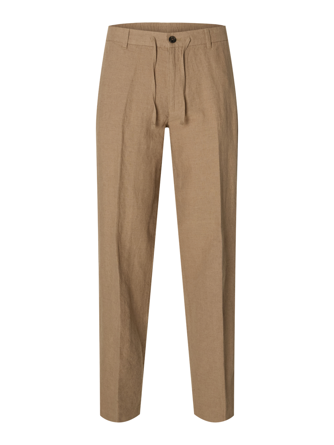 Brown Linen Straight Fit Pants