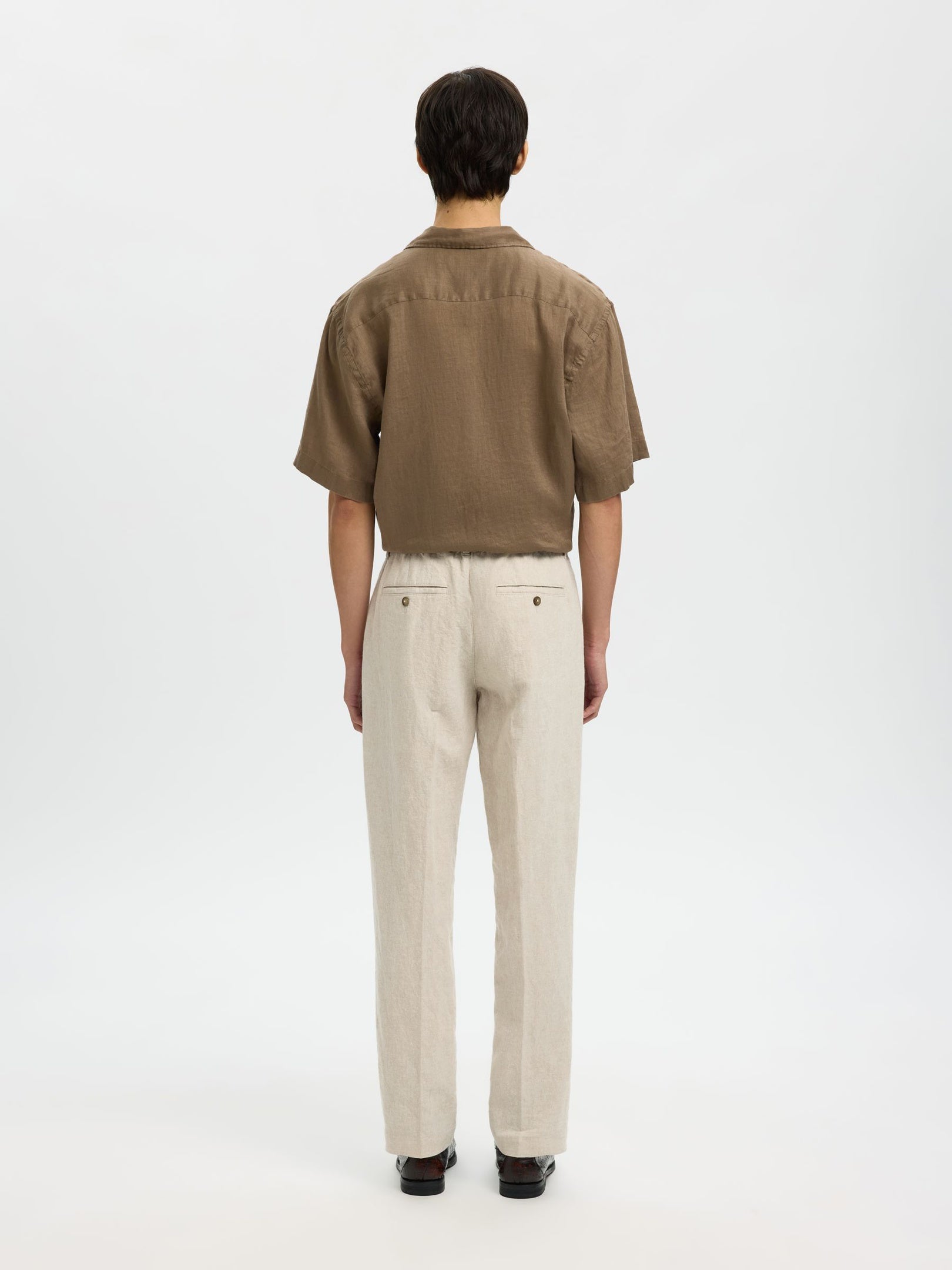 Straight Fit Linen Blend Pants