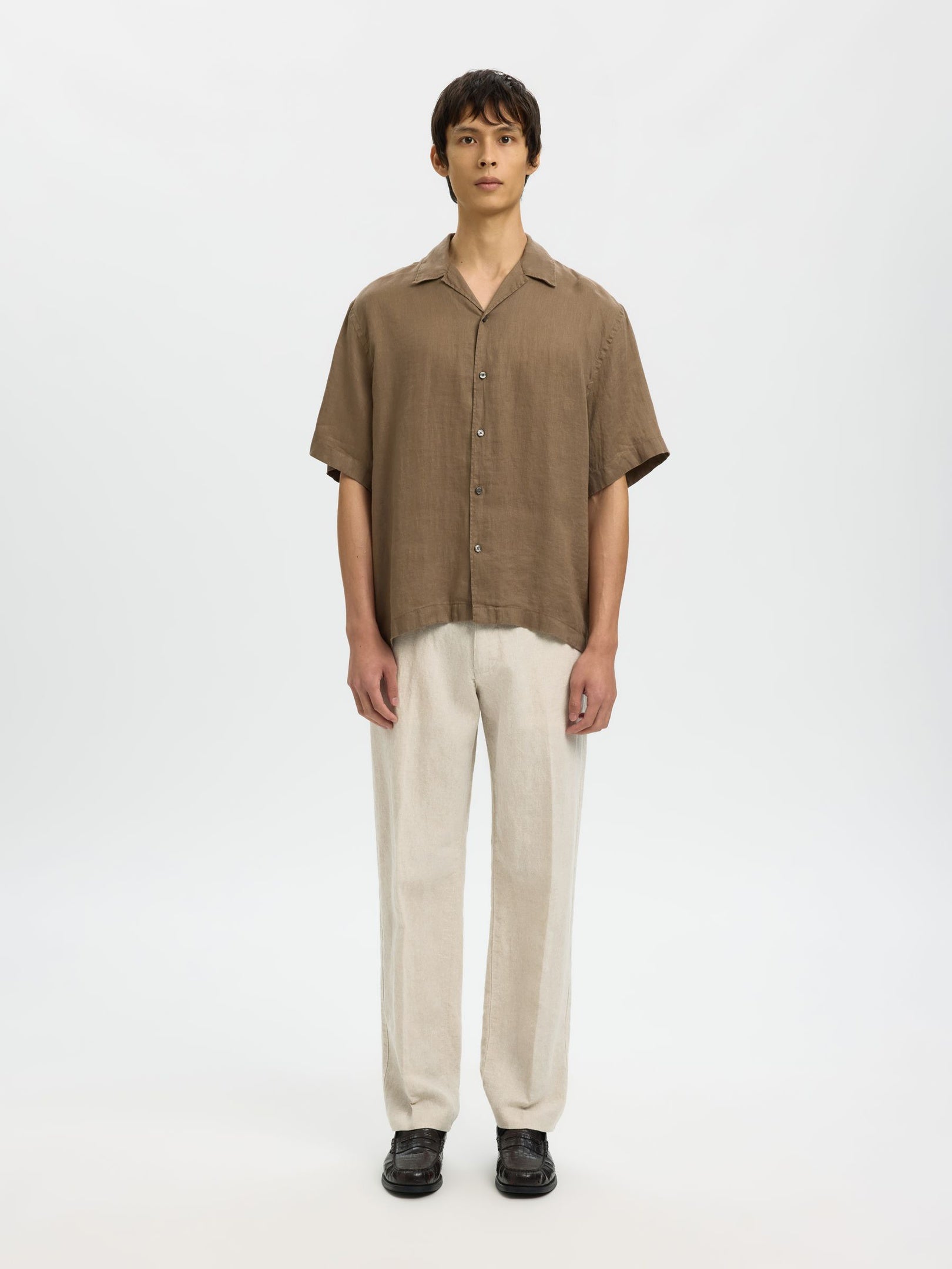 Straight Fit Linen Blend Pants