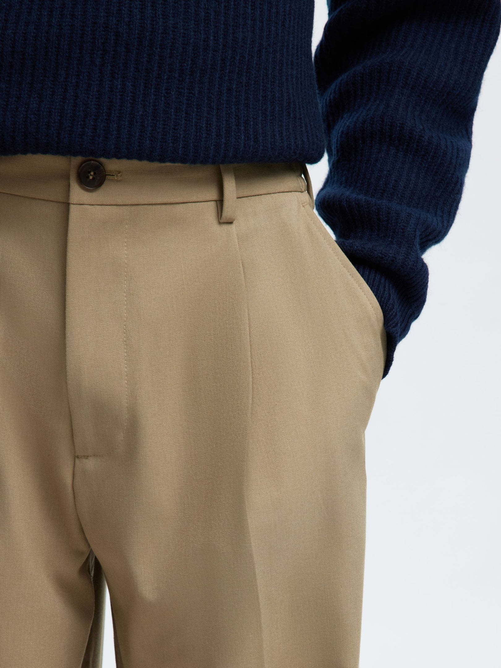 Beige Loose Fit Flex Pants