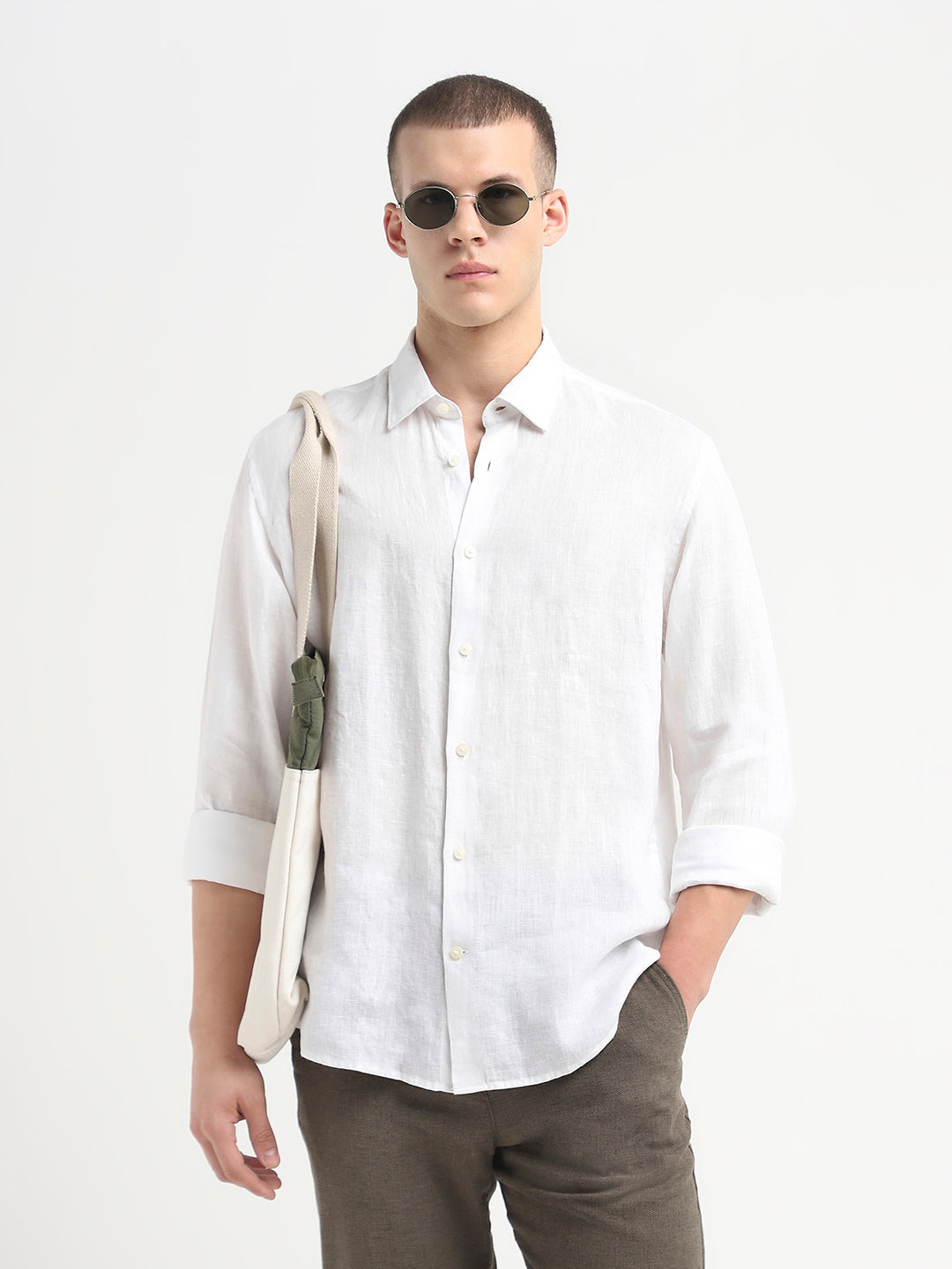 White Linen Full Sleeves Shirt