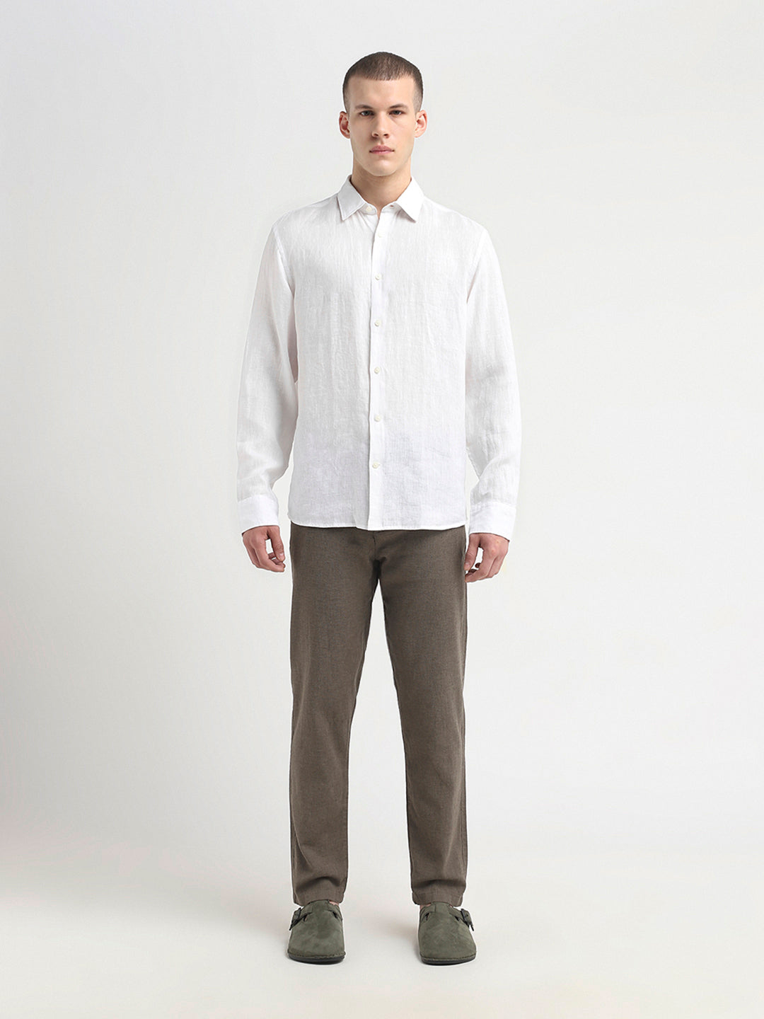 White Linen Full Sleeves Shirt