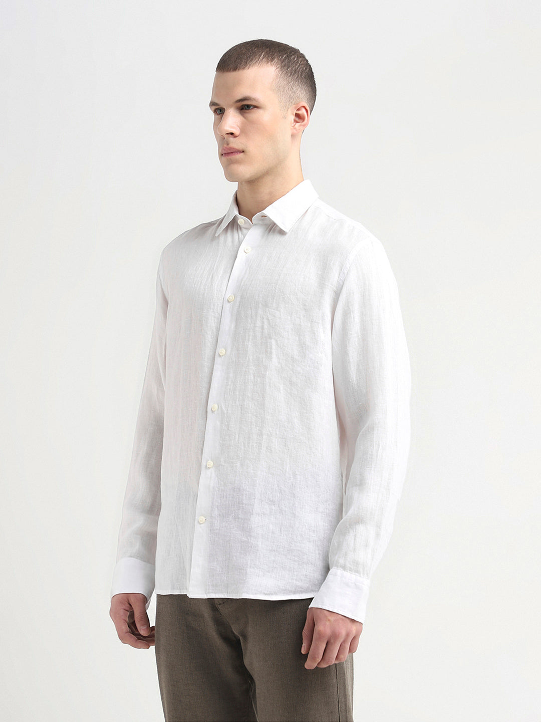 White Linen Full Sleeves Shirt