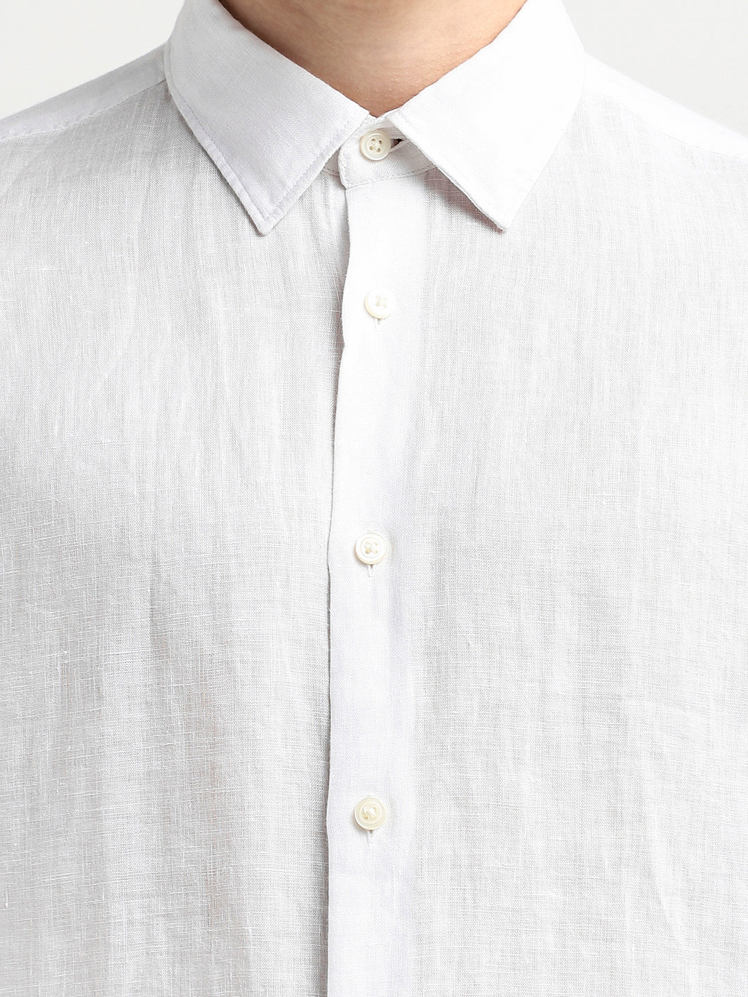 White Linen Full Sleeves Shirt