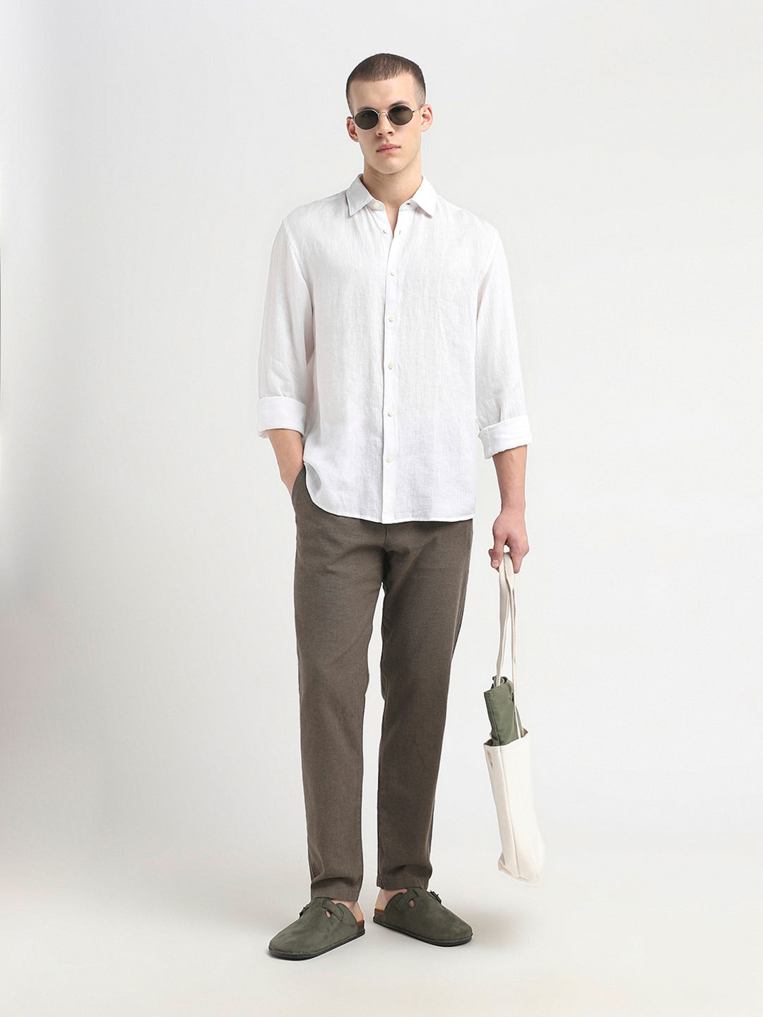 White Linen Full Sleeves Shirt