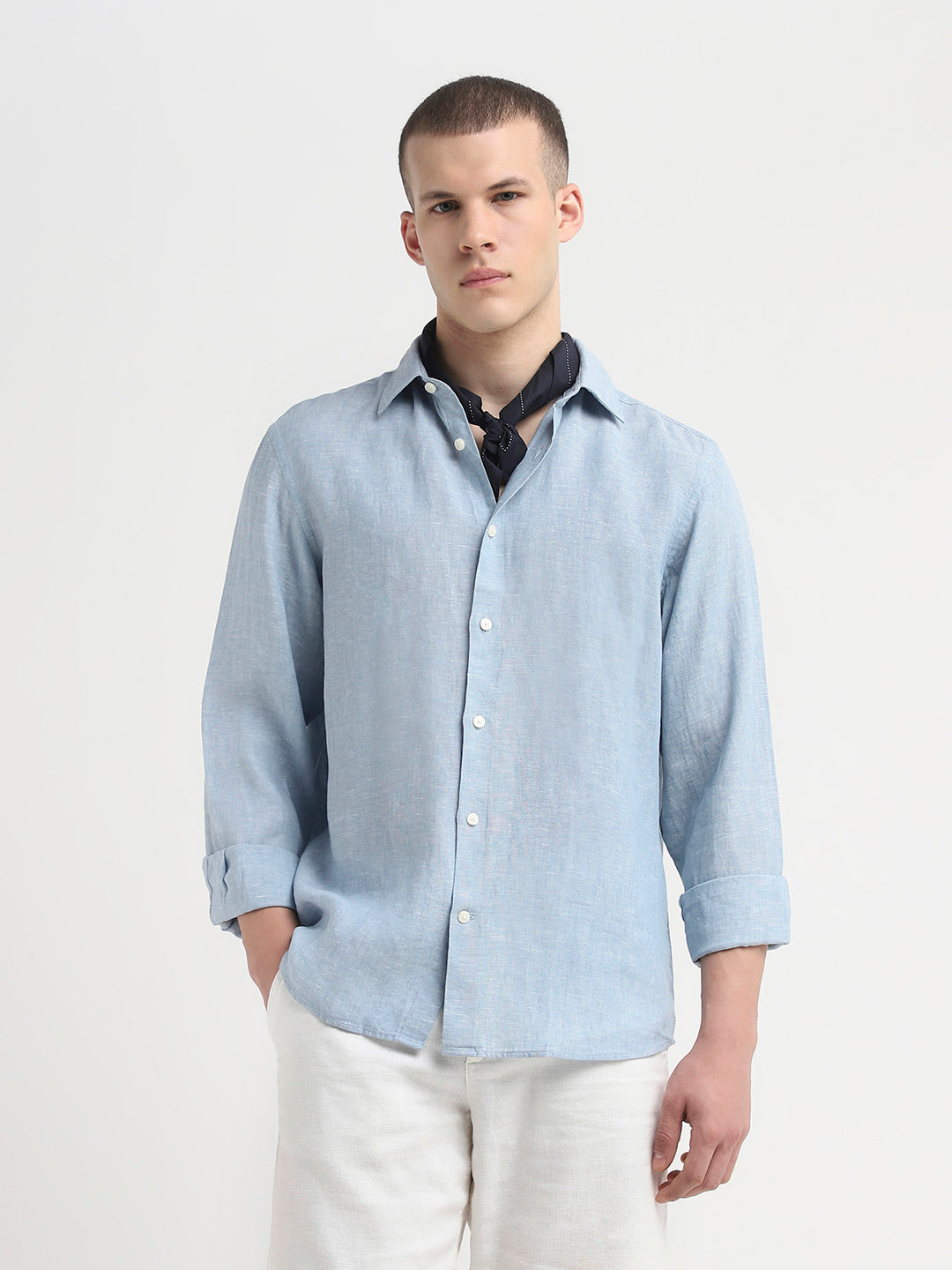Light Blue Linen Full Sleeves Shirt