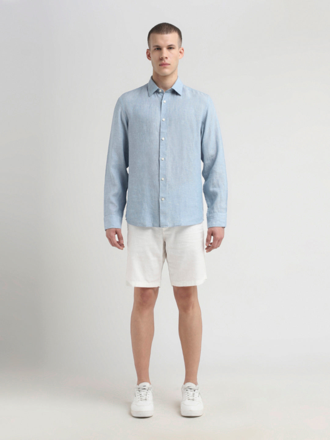 Light Blue Linen Full Sleeves Shirt