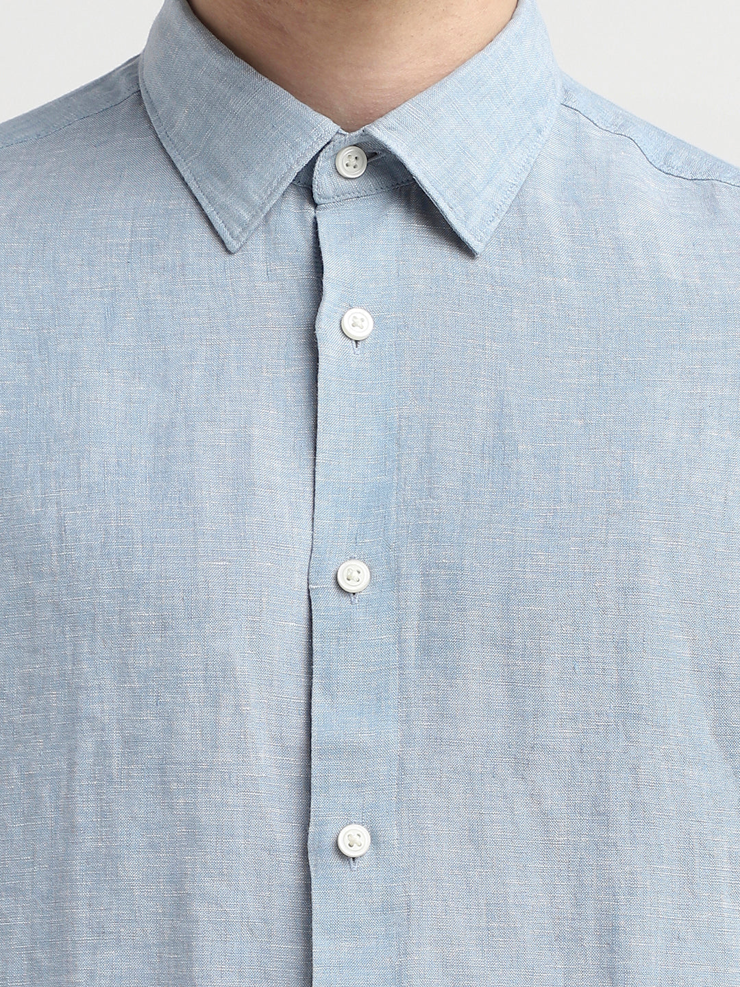 Light Blue Linen Full Sleeves Shirt