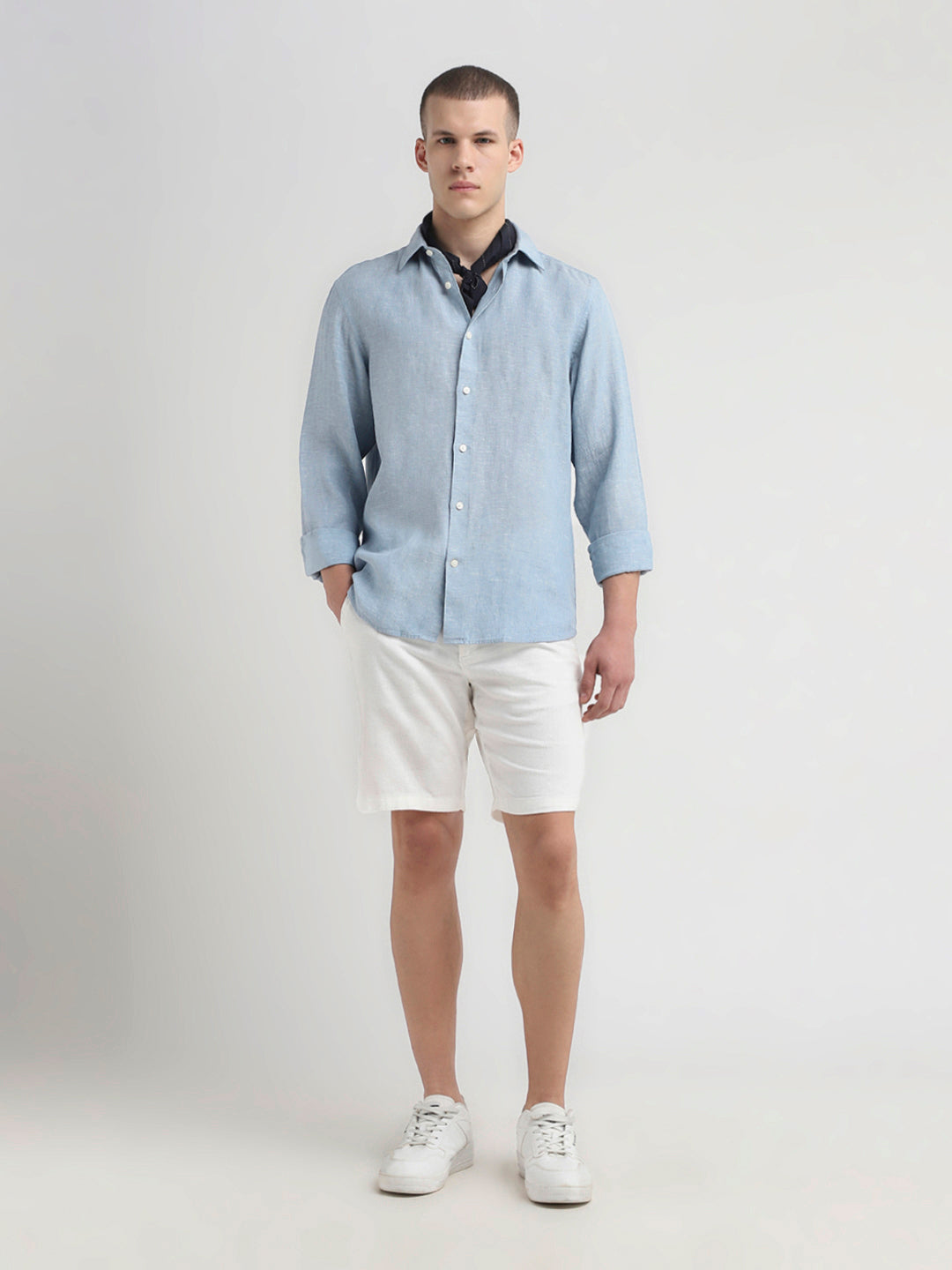 Light Blue Linen Full Sleeves Shirt