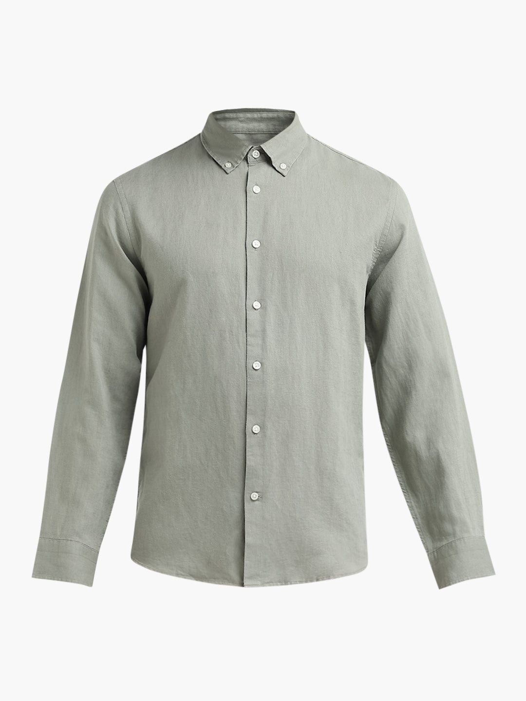 Slim Fit Linen Blend Shirt - Green