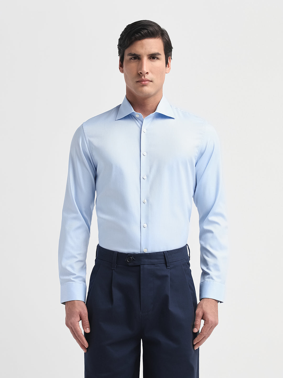 Light Blue Spread Collar Slim Fit Shirt