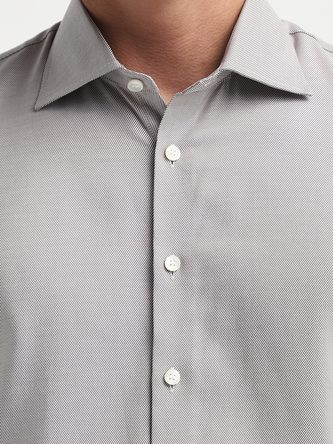 Brown Spread Collar Slim Fit Shirt