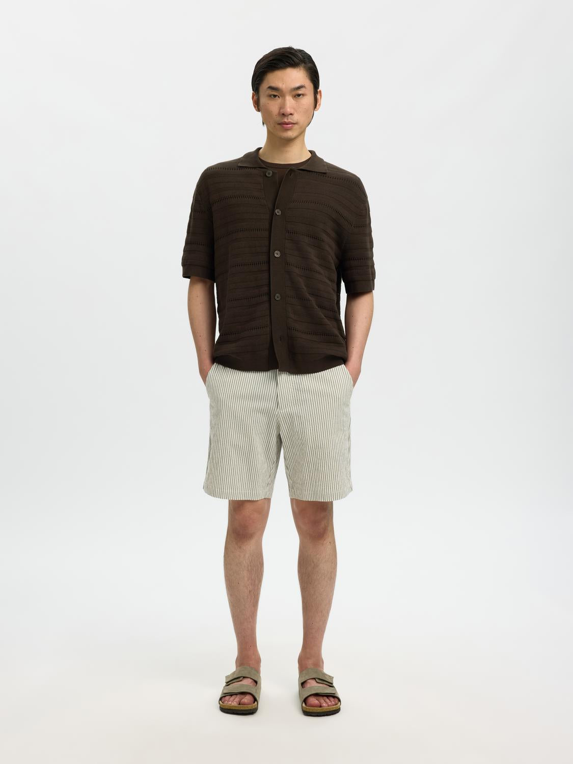 Dark Brown Knitted Polo Cardigan