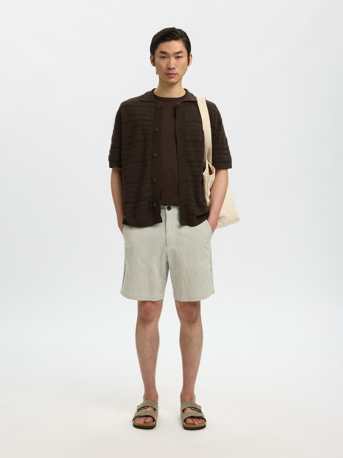Dark Brown Knitted Polo Cardigan
