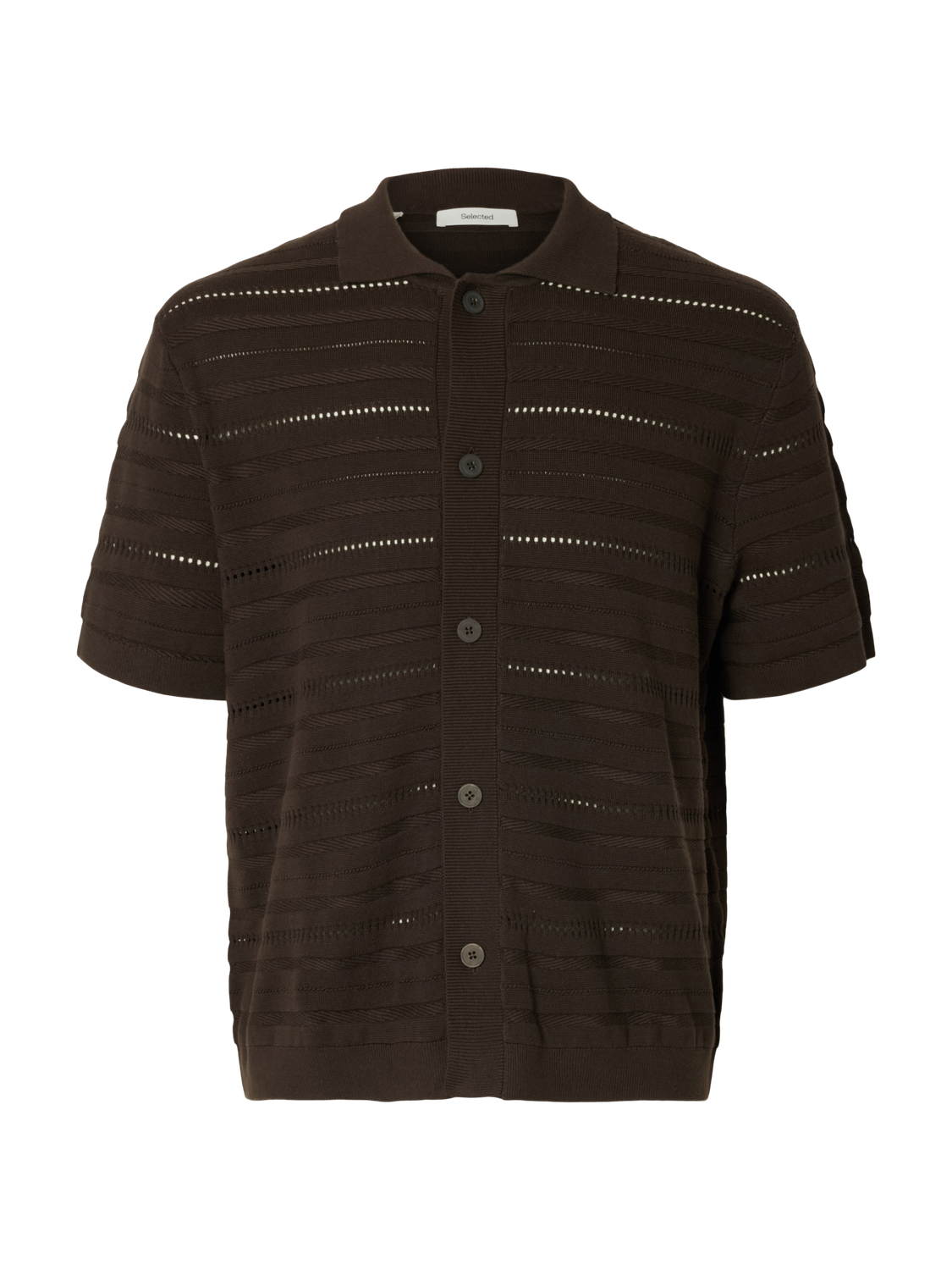 Dark Brown Knitted Polo Cardigan