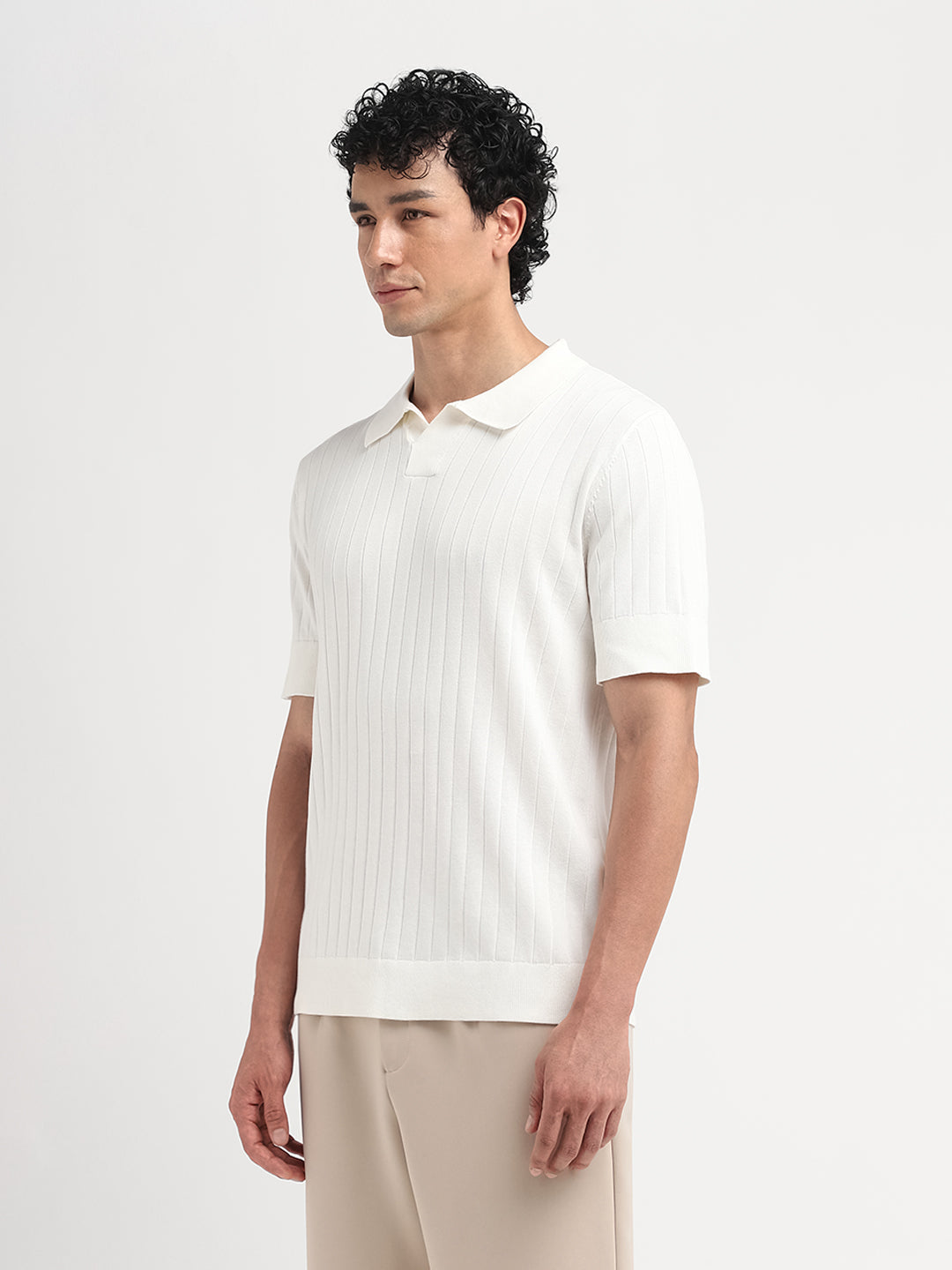 Buy Organic Cotton Open Stitch Polo - Off-White for Men Online