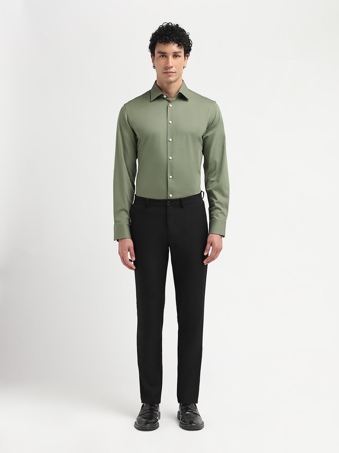 Green Slim Fit Formal Shirt
