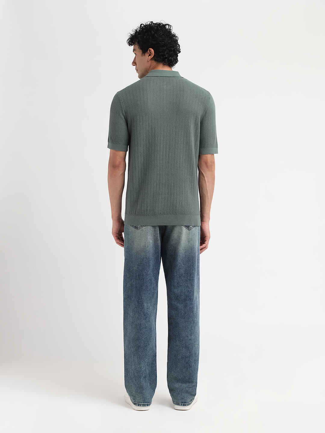 Structured Zip Up Polo - Green