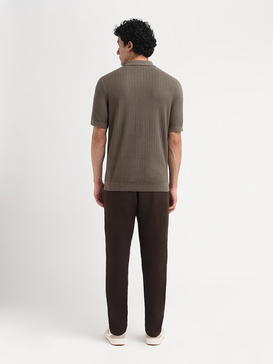 Buy Structured Zip Up Polo - Dark Brown for Men Online