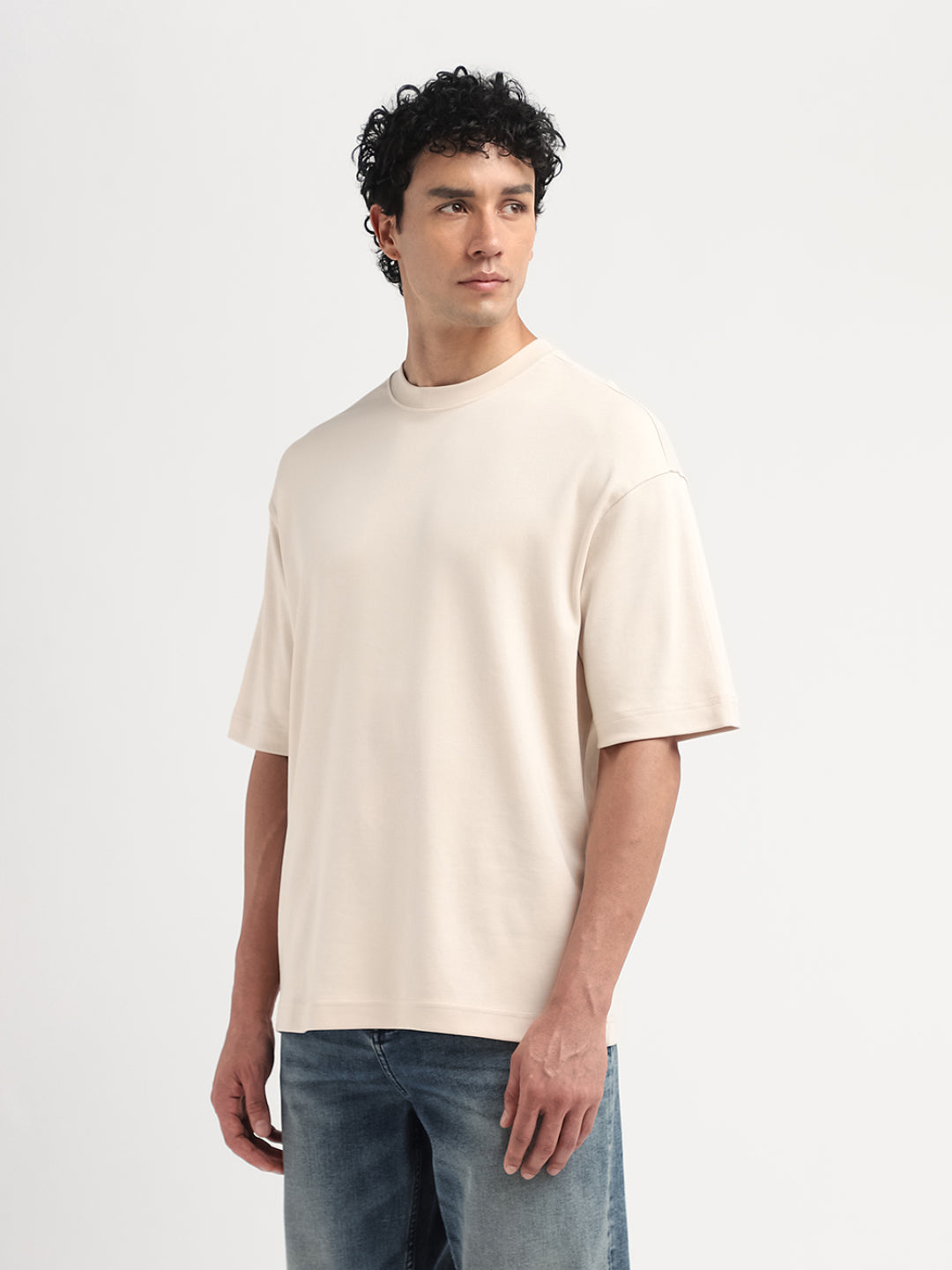O-Neck Relaxed Fit T-shirt - Beige