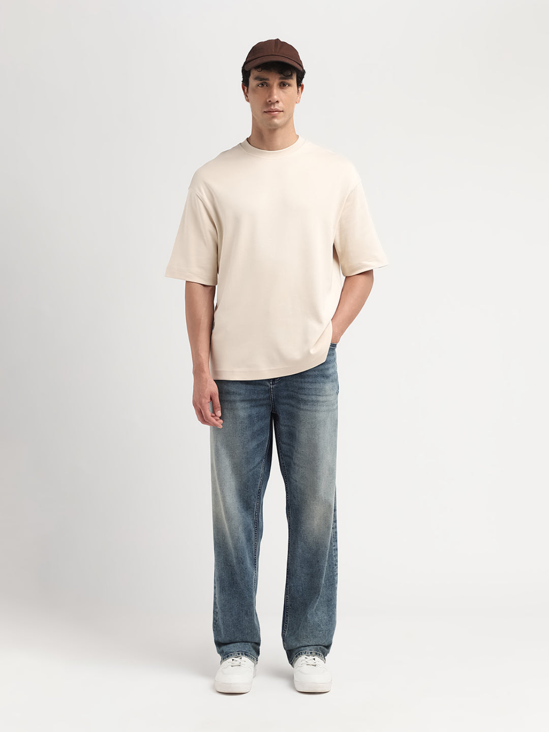 O-Neck Relaxed Fit T-shirt - Beige