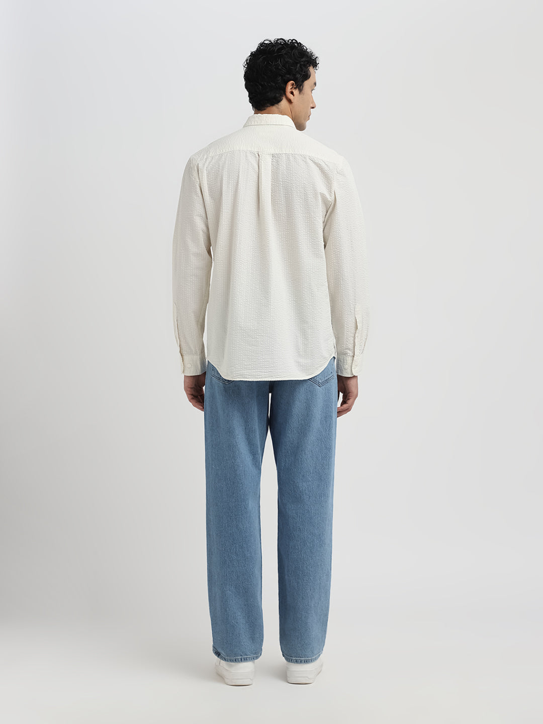 Off-White Seersucker Full Sleeves Shirt