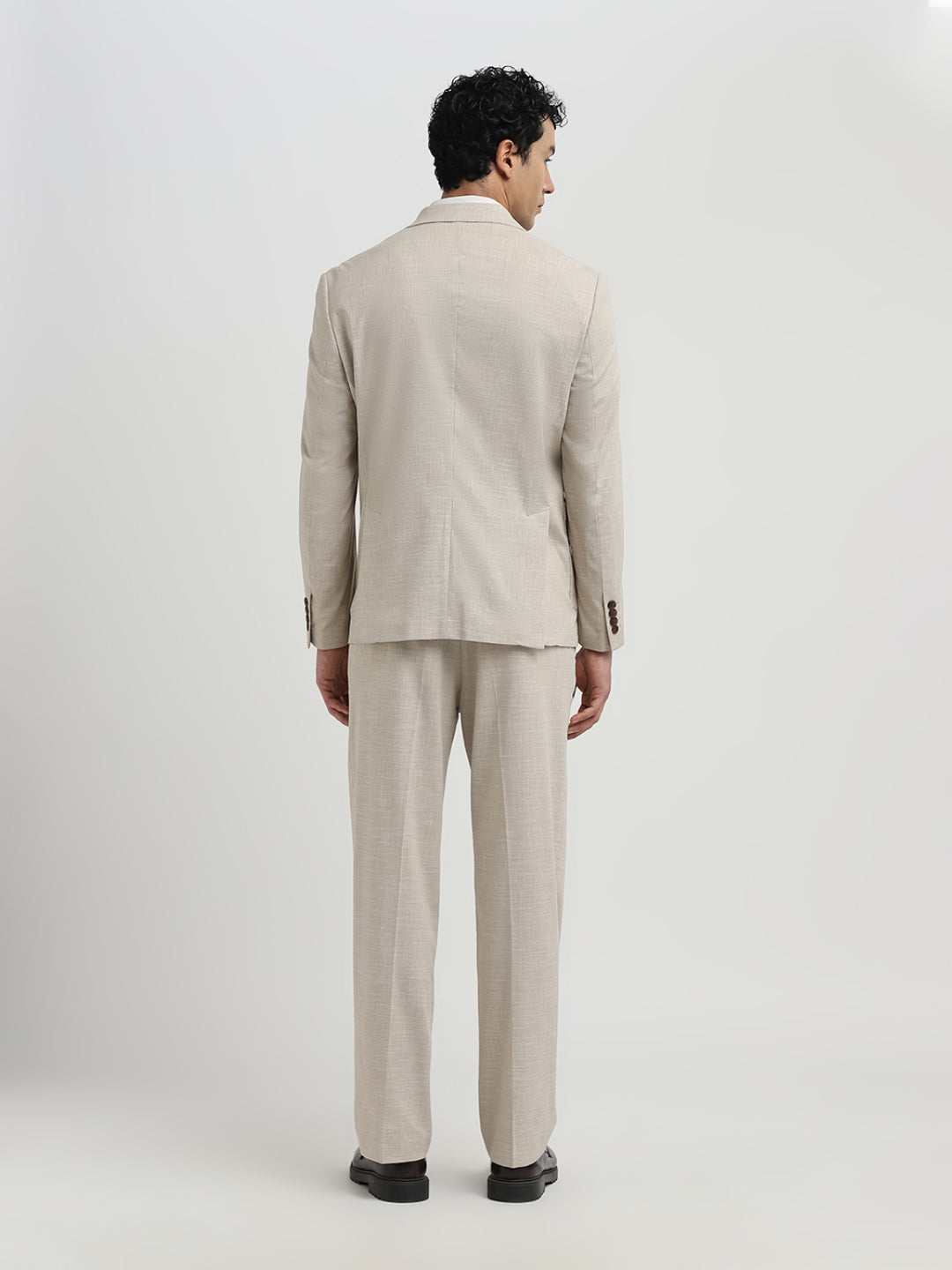 Beige Regular Fit Suit-Set Blazer