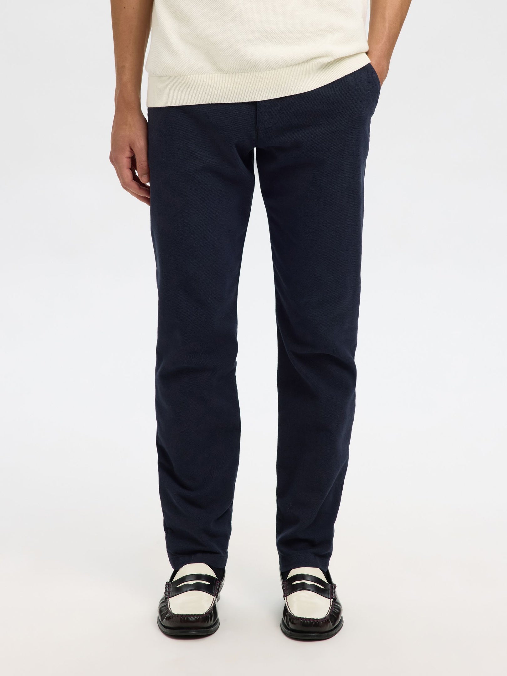 Structured Dyed Slim Fit Pants - Blue