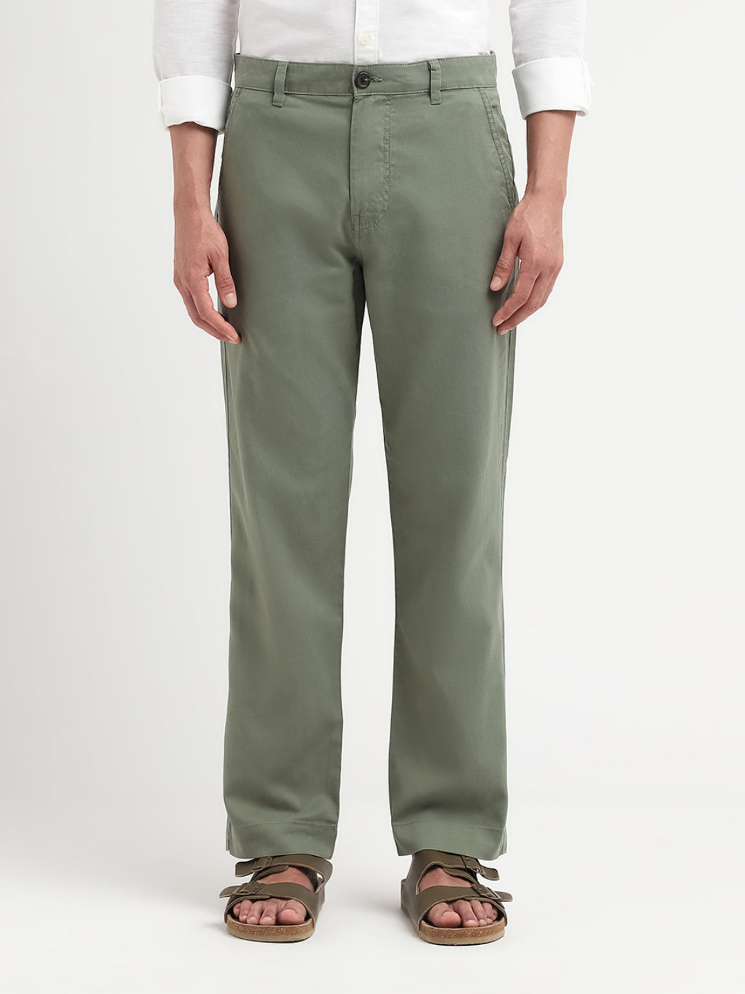 Buy STRAIGH fit Lyocell TENCEL Pant - Green for Men Online