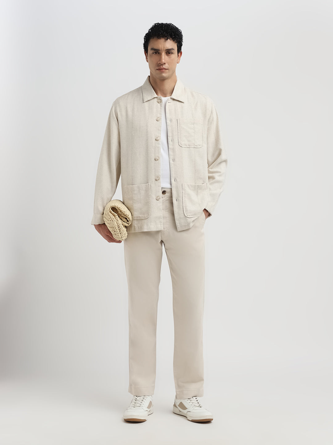 Beige Straight Fit Pants