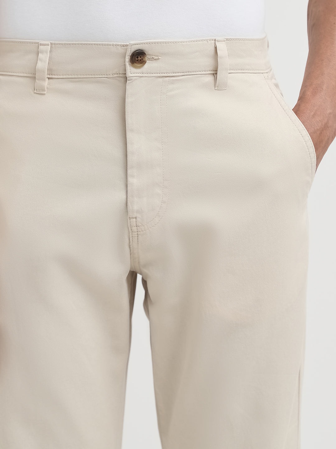 Beige Straight Fit Pants