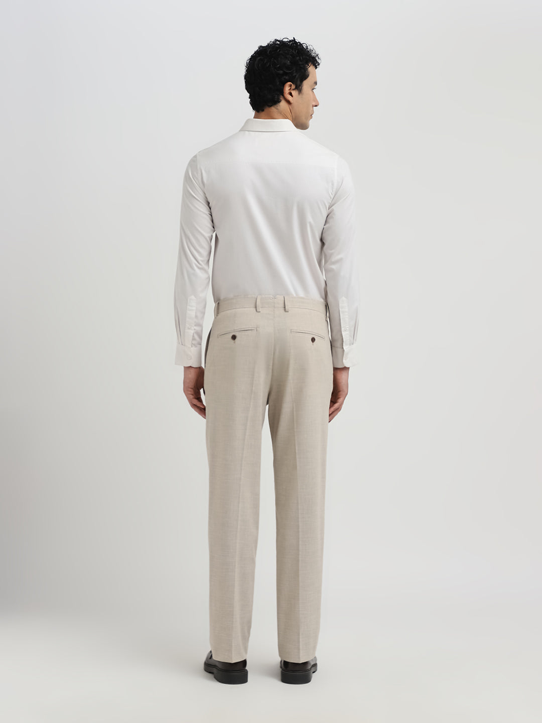 Beige Regular Fit Suit-Set Trousers