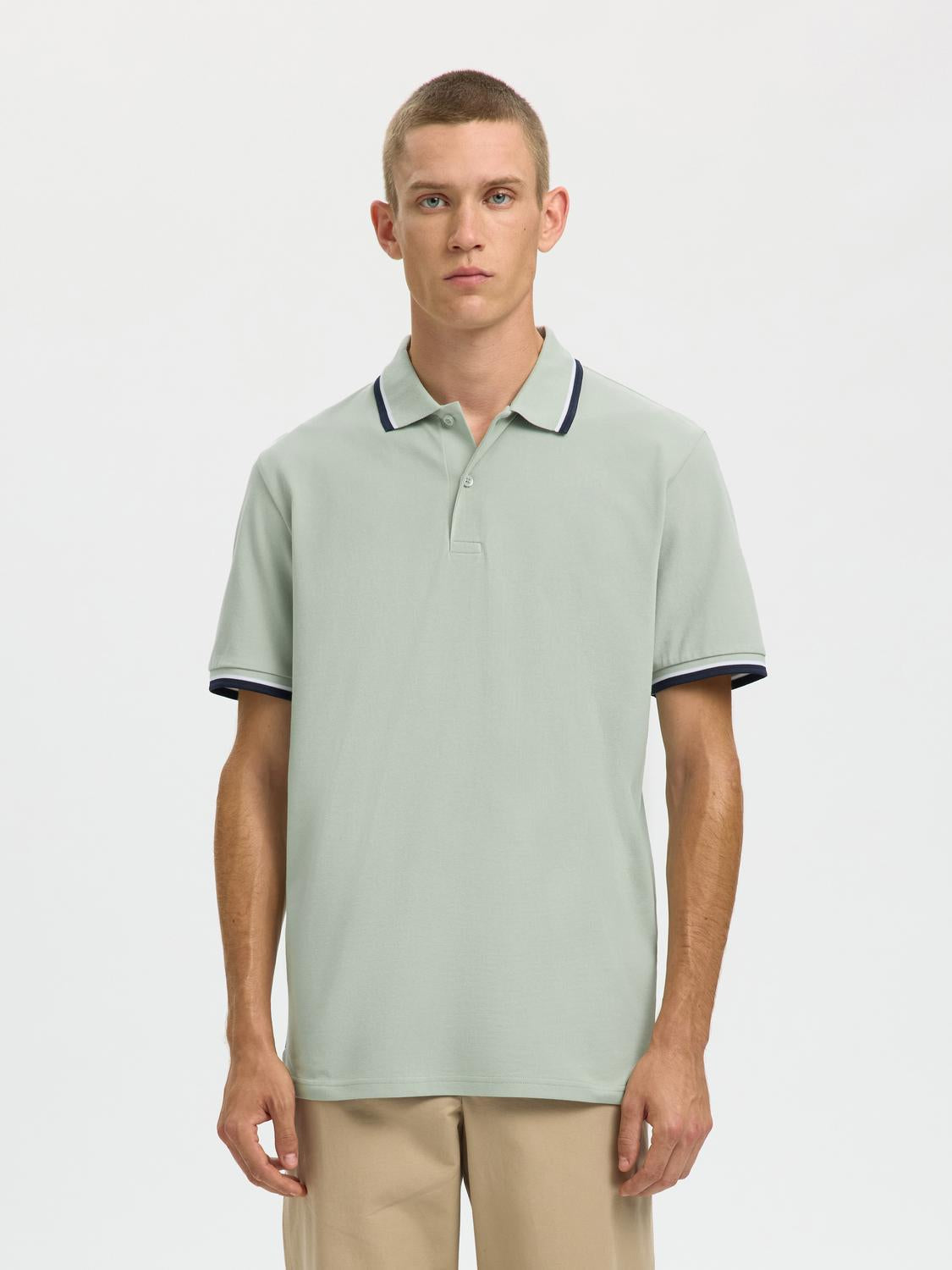 Organic Cotton Slim Fit Polo - Aqua Grey