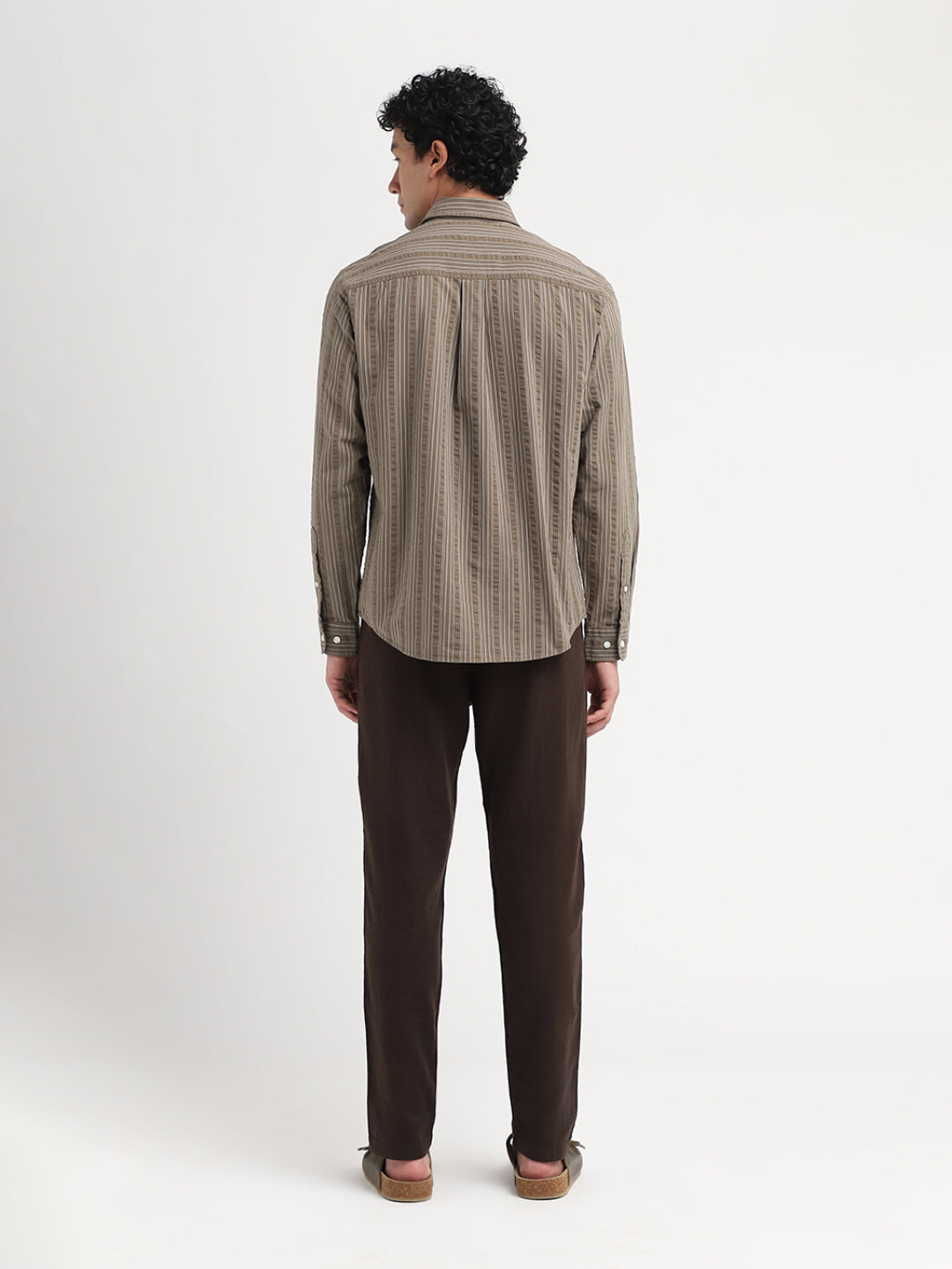 Brown Striped Seersucker Shirt