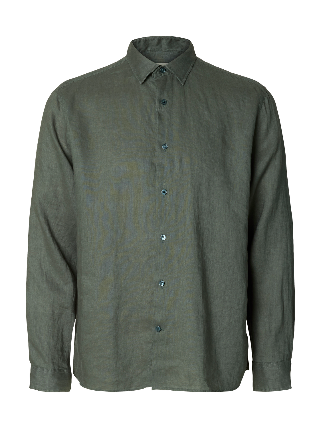 Green Linen Regular Fit Shirt