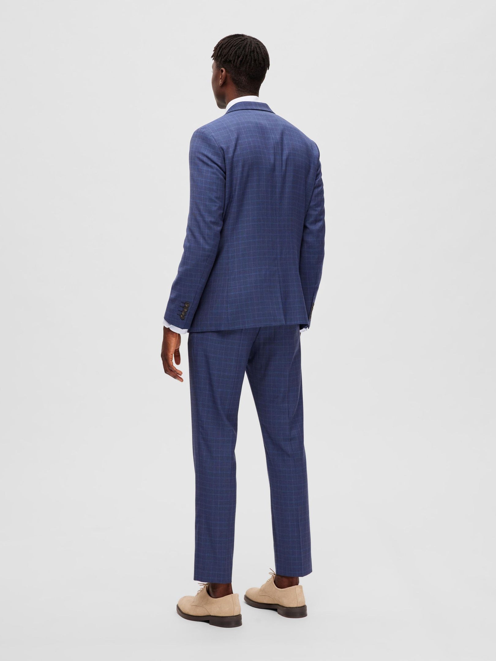 Navy Blue Check Tailored Blazer