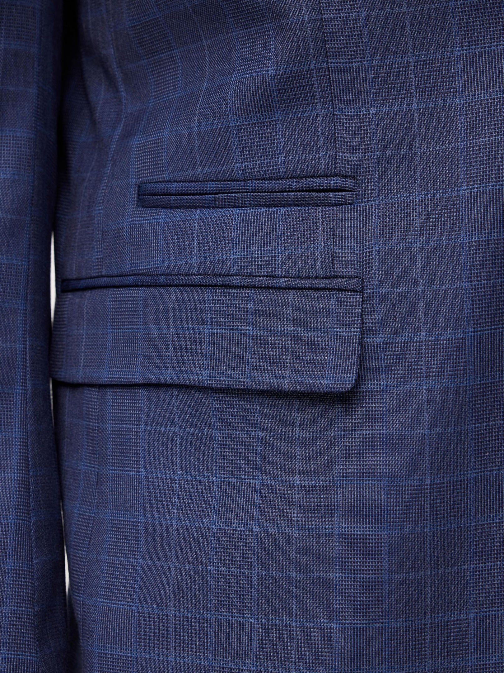 Navy Blue Check Tailored Blazer