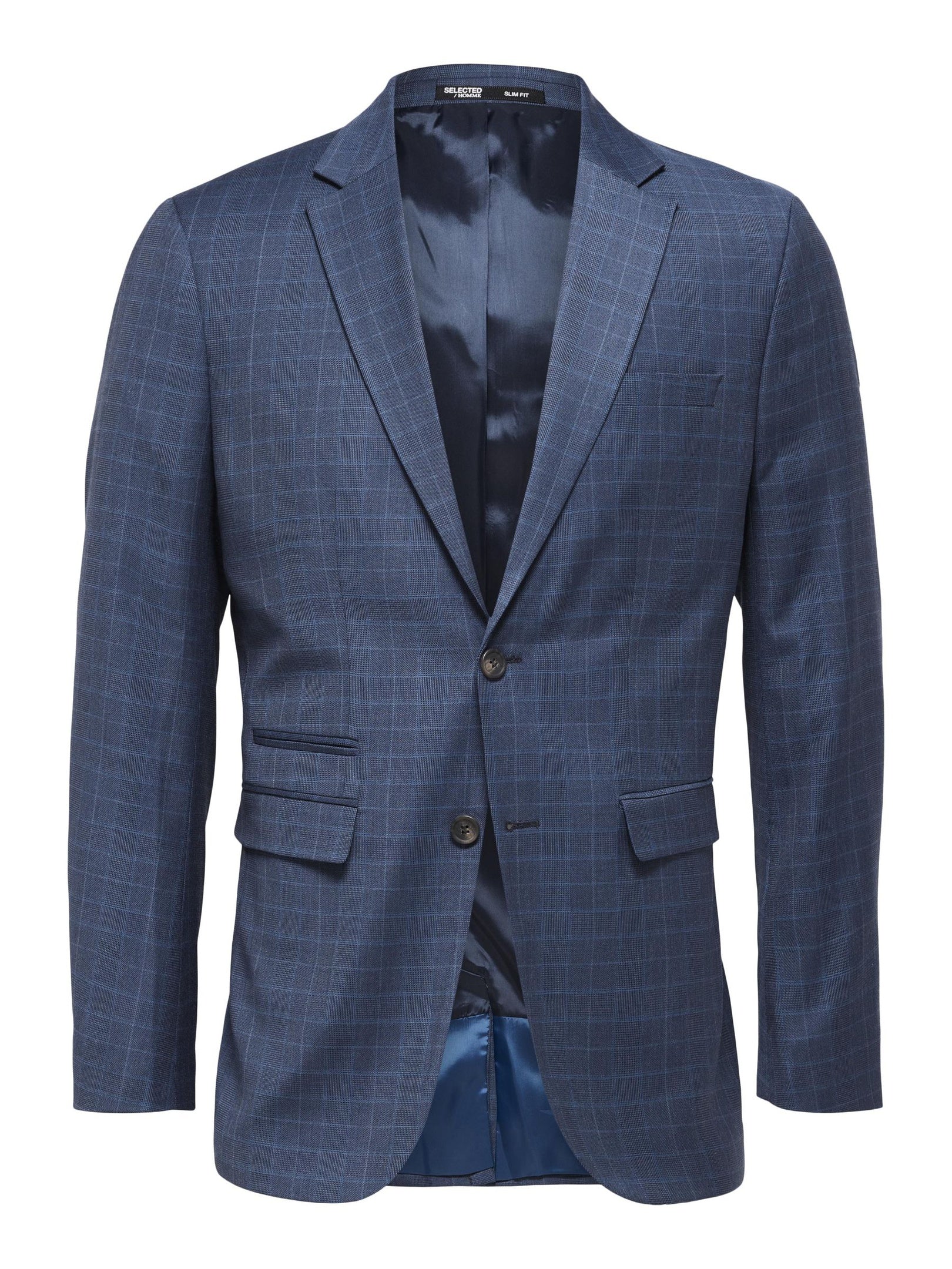 Navy Blue Check Tailored Blazer