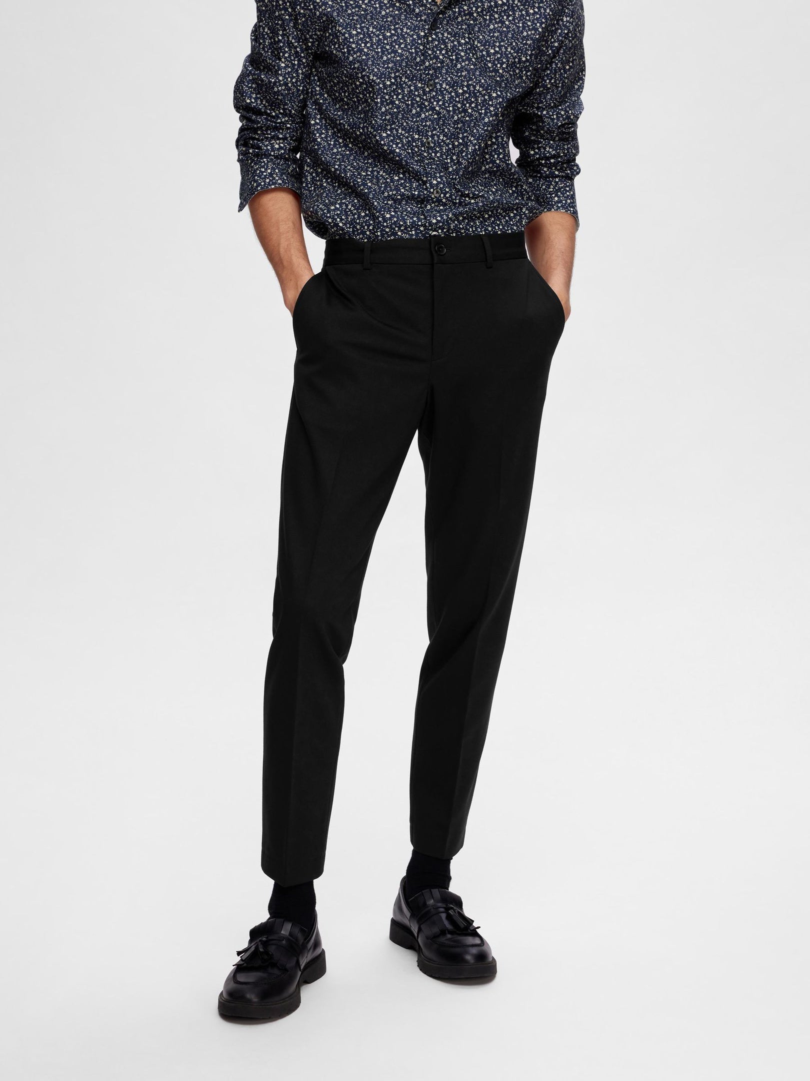 Regular Fit Tailored Trousers - Black