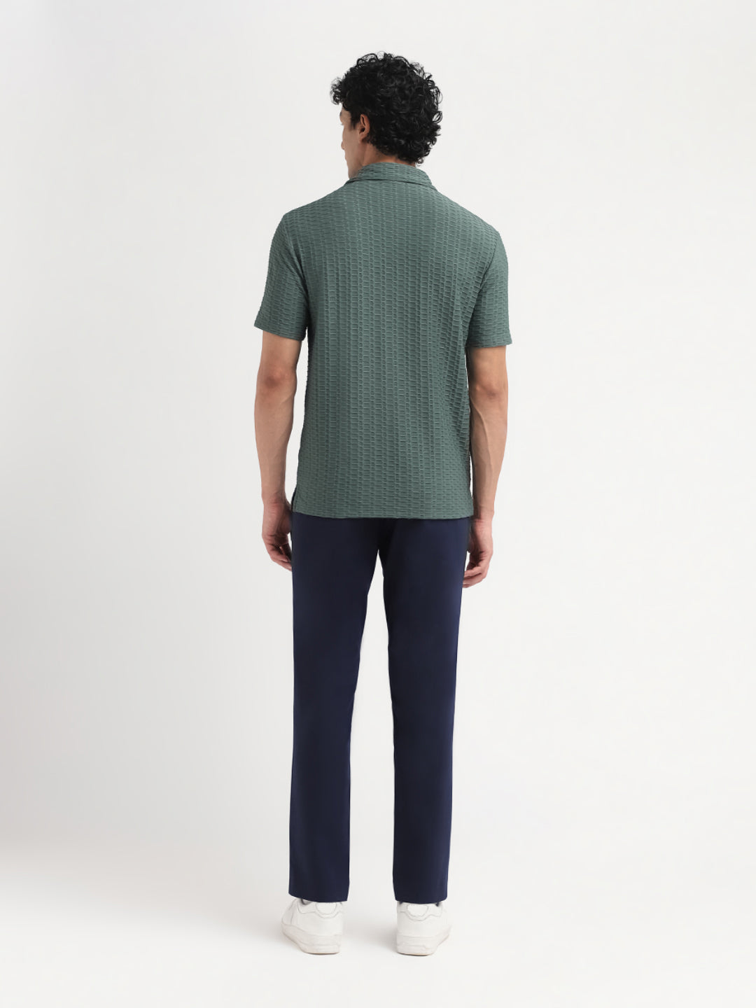 Green Seersucker Regular Fit Polo
