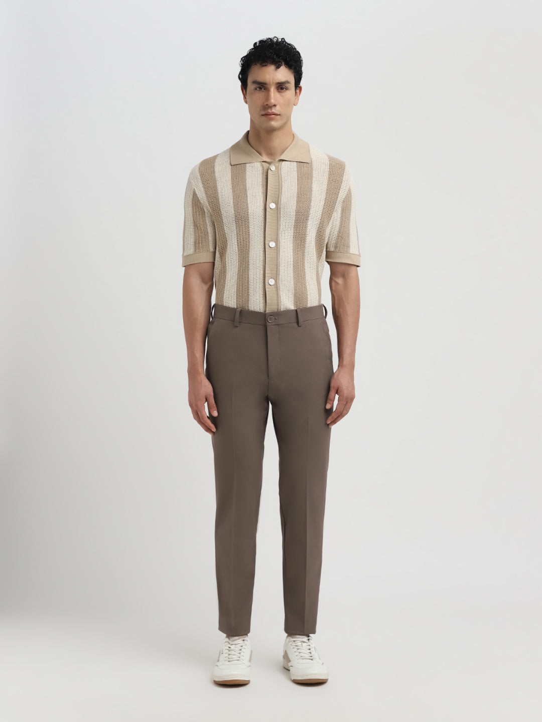 Dark Brown Slim Fit Formal Trousers