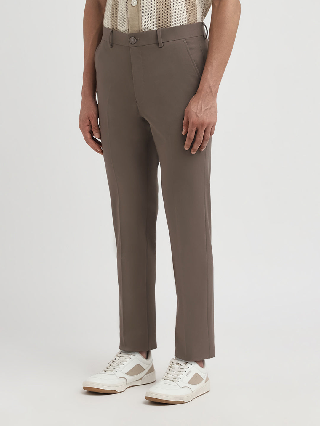 Dark Brown Slim Fit Formal Trousers